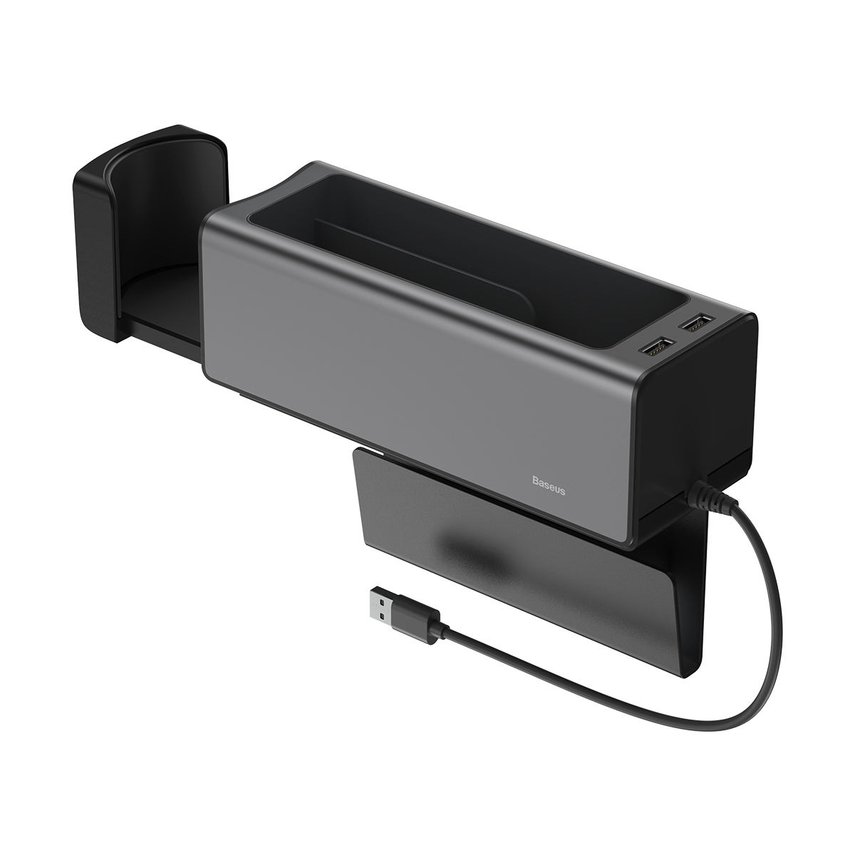Baseus Deluxe Metal Armrest Console Organizer Dual USB Power Supply