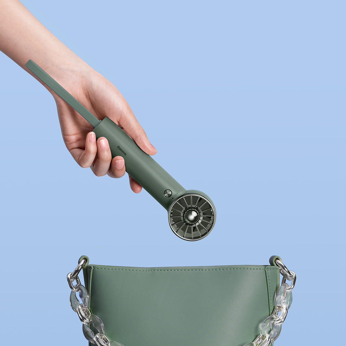 Baseus Flyer Turbine Handheld Fan High Capacity(4000mAh)Type-C Output Line Green