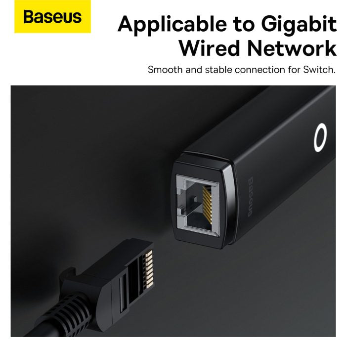 Baseus Lite Series Ethernet Adapter USB A to RJ45 LAN Port (1000Mbps) Black