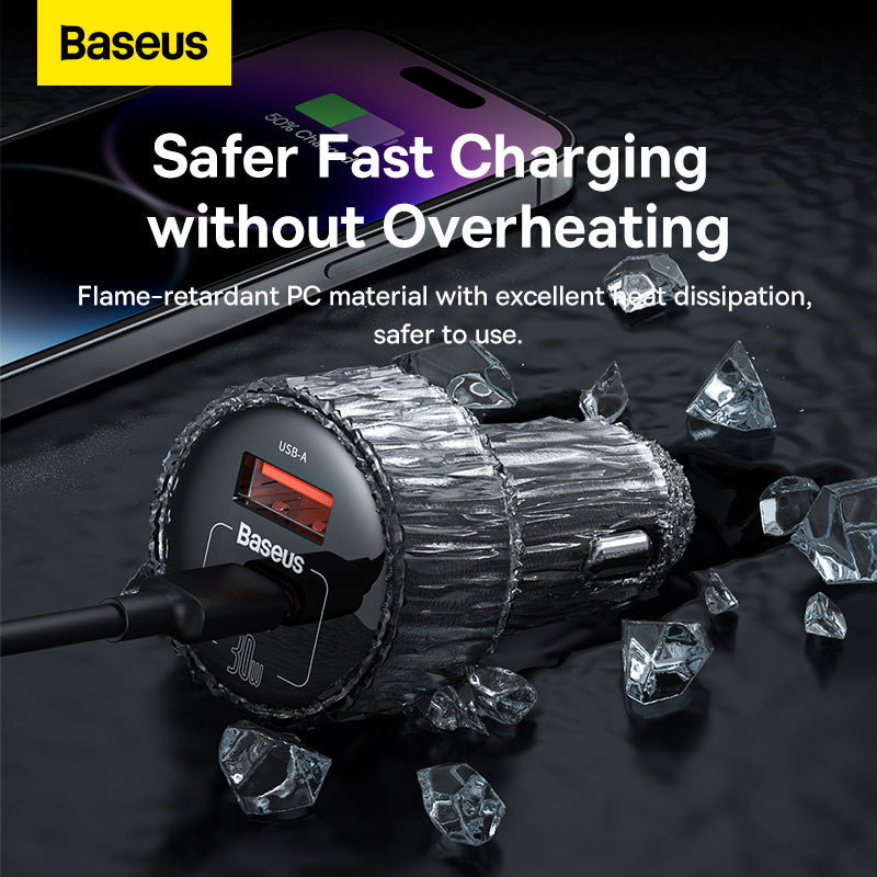Baseus High Efficiency Pro 1-for-2 Car Cigarette Lighter 30W