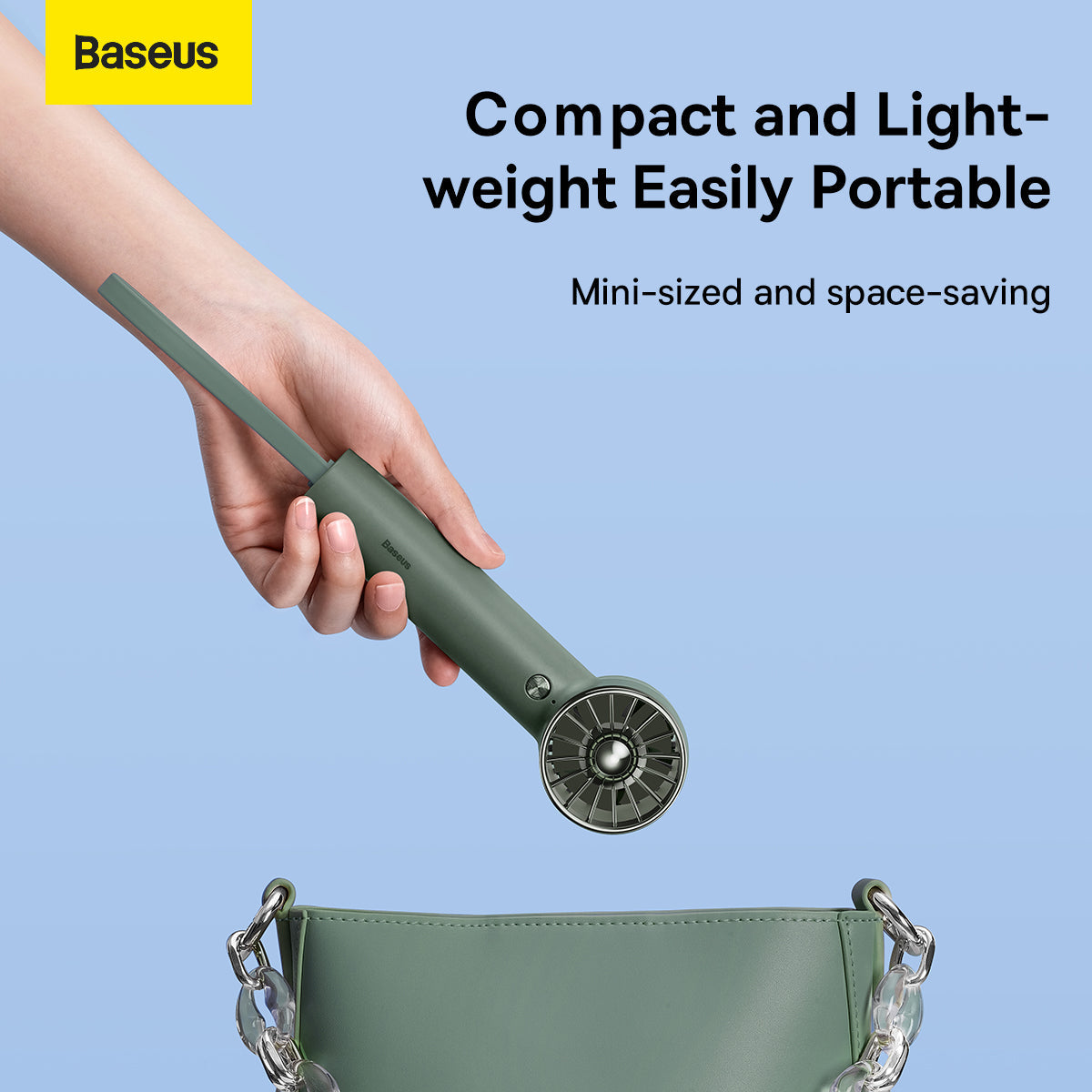 Baseus Flyer Turbine Handheld Fan High Capacity(4000mAh)Type-C Output Line Green