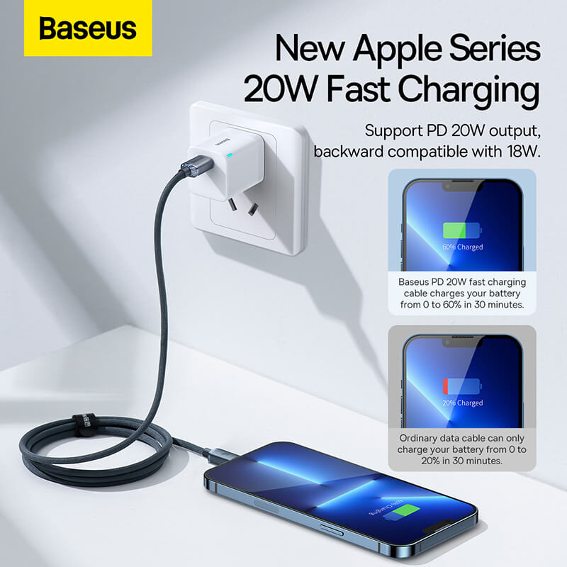 Baseus Fast Charging Data Cable Type-C to iP 20W | Crystal Shine Series