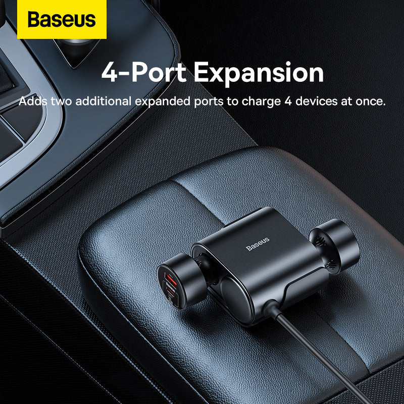 Baseus High Efficiency Pro 1-for-2 Car Cigarette Lighter 30W