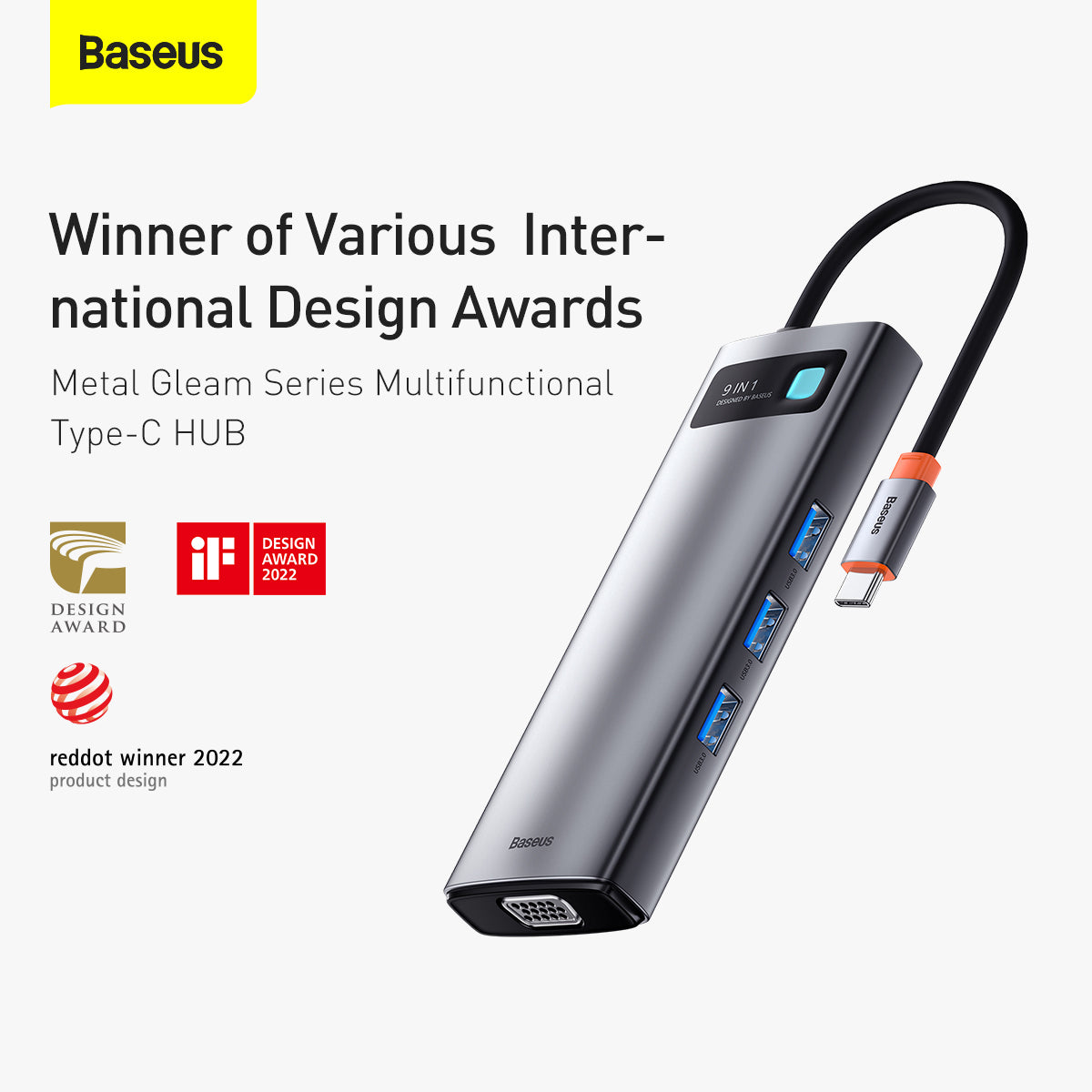 Baseus Metal Gleam Series 9 in 1 Type-C Multifunctional Hub