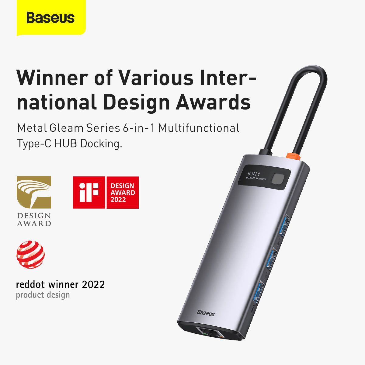 Baseus Metal Gleam Series 6 in 1 Type-C Multifunctional Hub