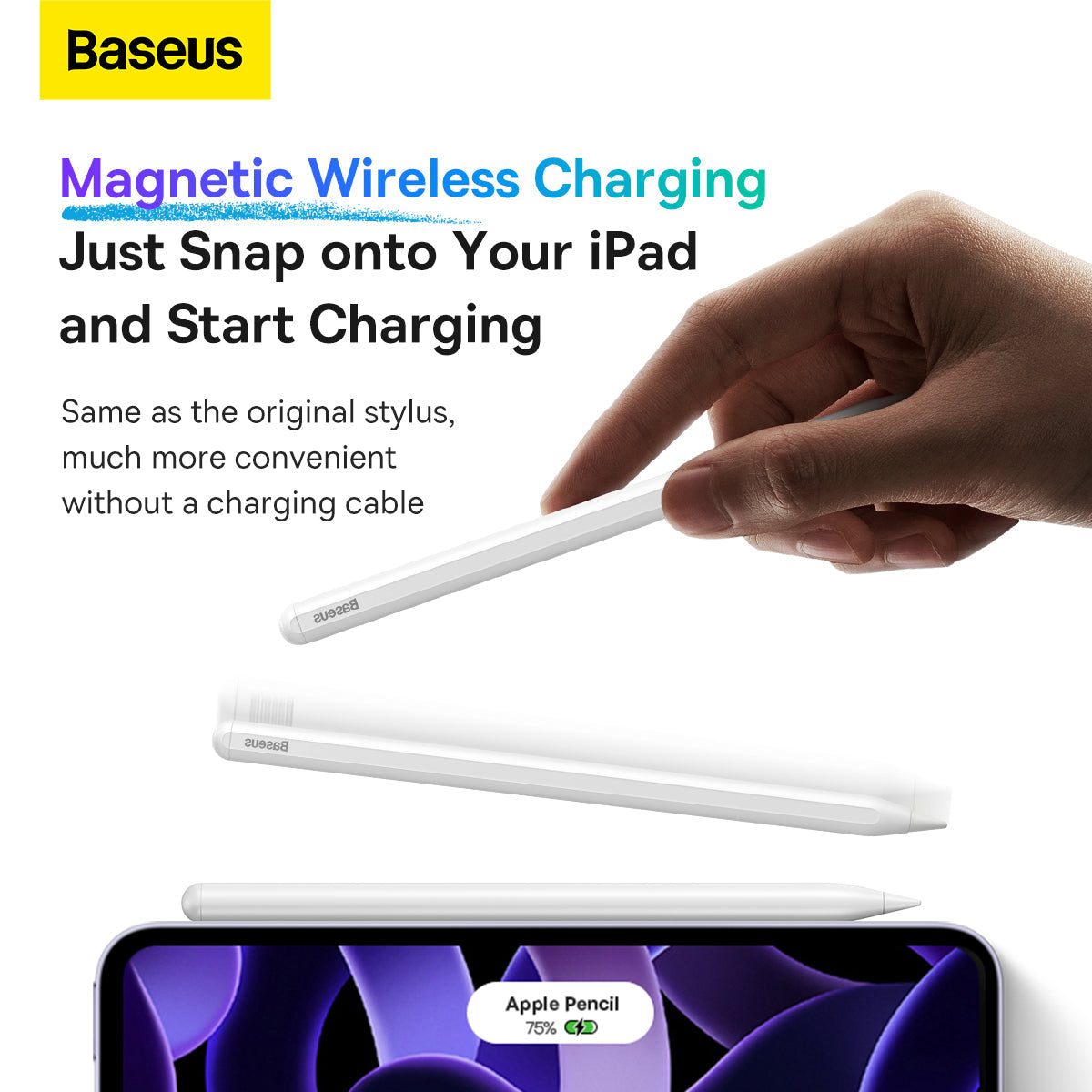 Baseus Smooth Writing Wireless Charging Stylus (Active Version) (Including: Active stylus tip*1) White