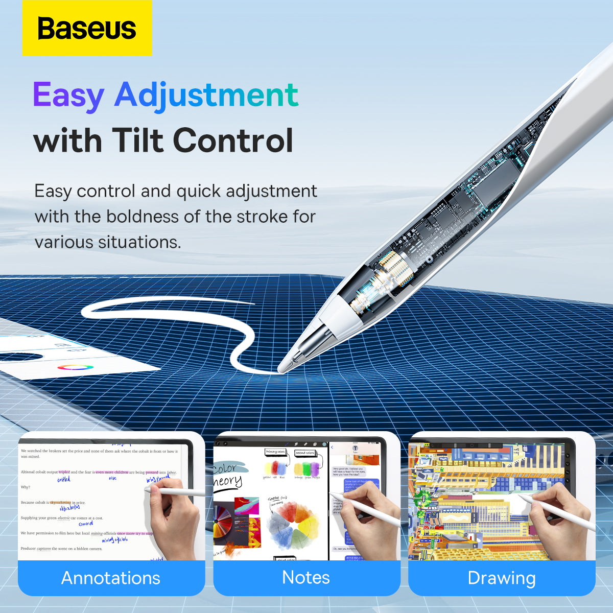 Baseus Smooth Writing Wireless Charging Stylus (Active Version) (Including: Active stylus tip*1) White