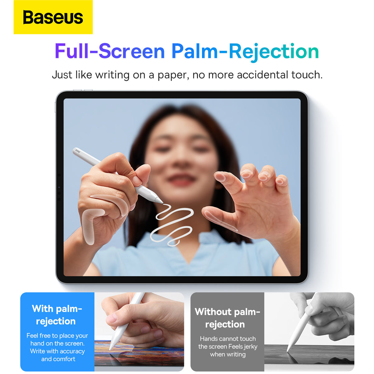 Baseus Smooth Writing Wireless Charging Stylus (Active Version) (Including: Active stylus tip*1) White