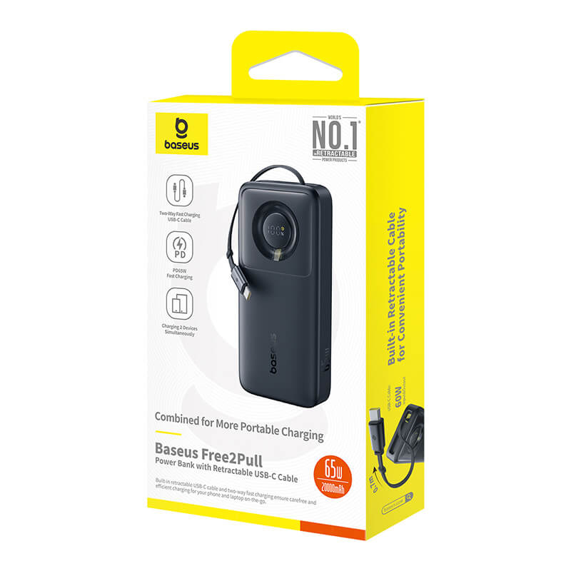 Baseus Free2Pull Power Bank with Retractable Cable 20000mAh 65W