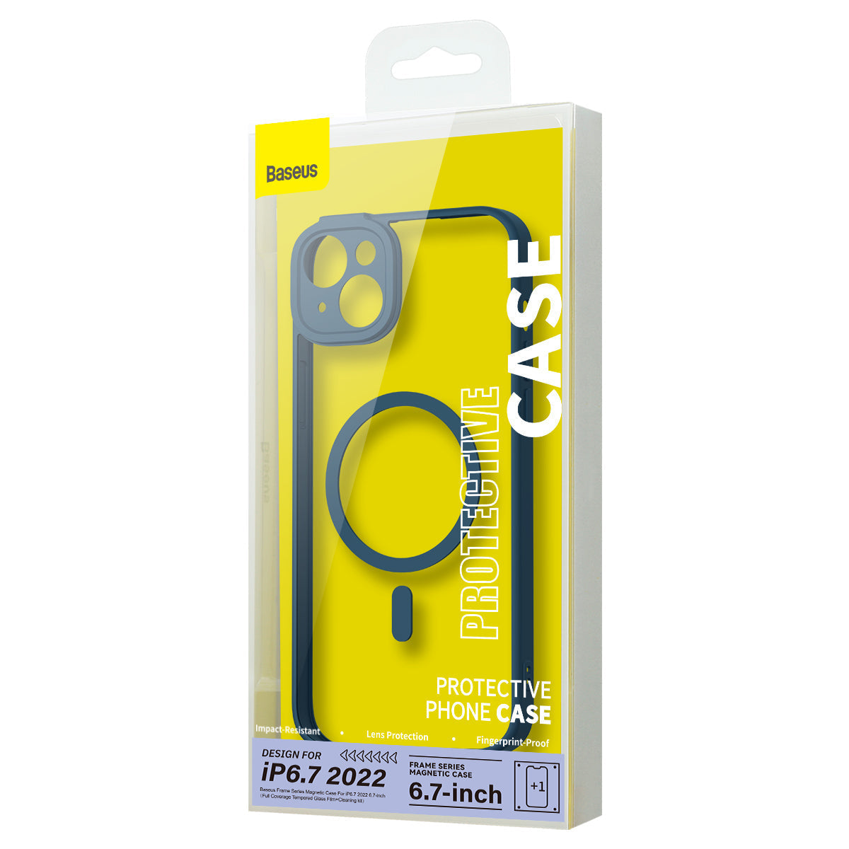 Baseus Frame Series Magnetic Case For 14 Plus 6.7-inch(Glass + Cleaning kit)Blue