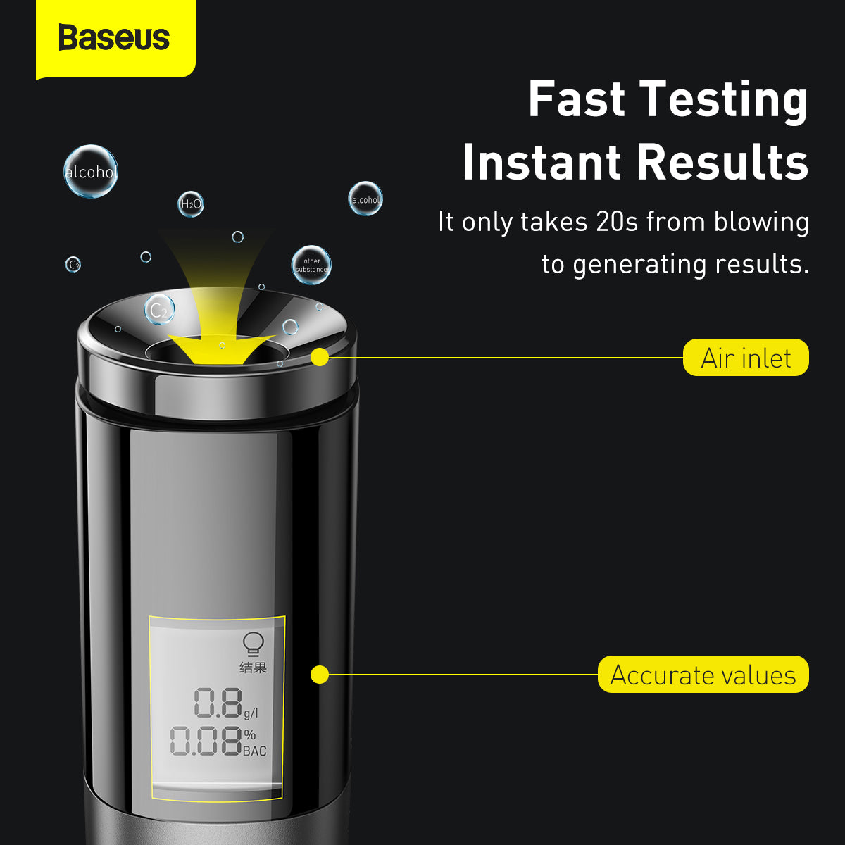 Baseus Digital Alcohol Tester LED Display