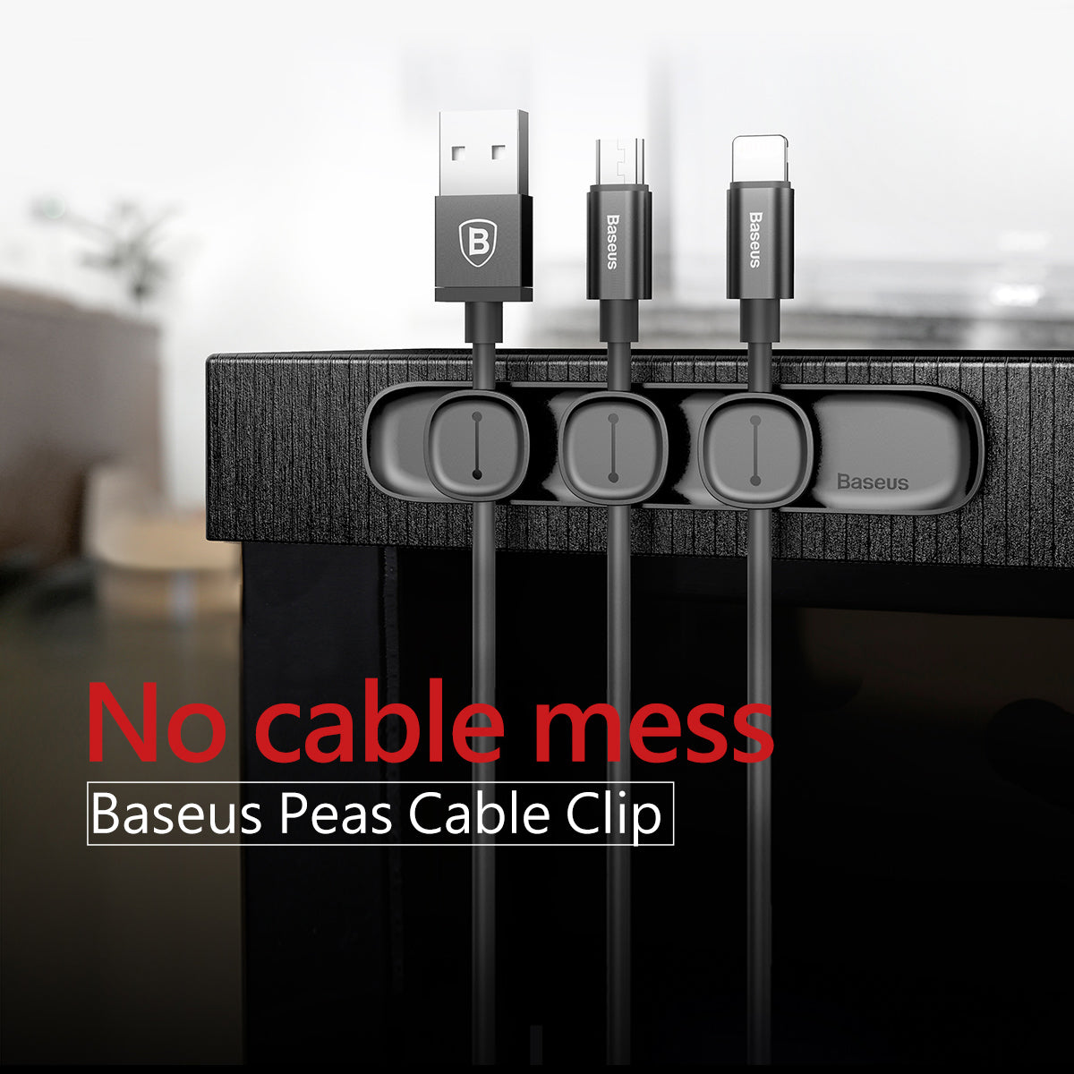 Baseus Peas Cable Clip Black