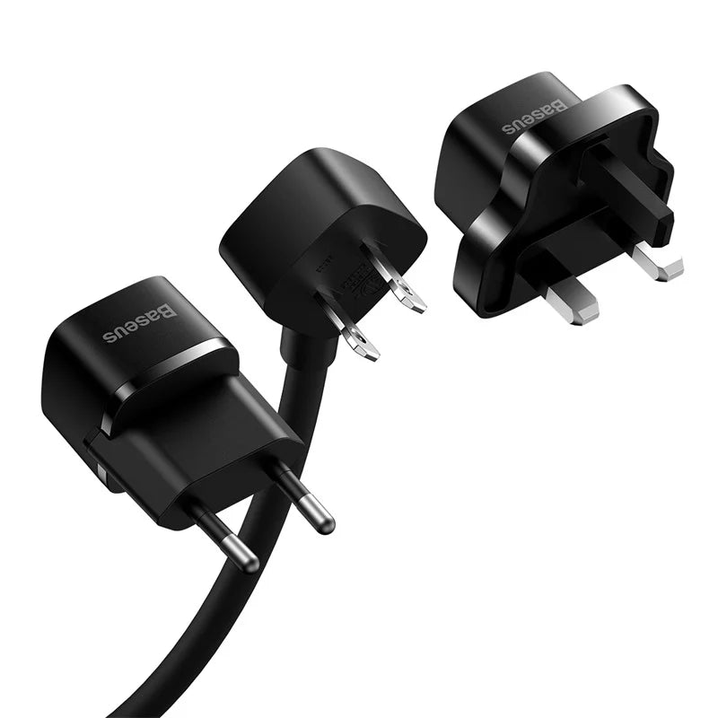 Baseus PowerCombo mini PowerStrip 1AC with 1.0m power cord US Black (Including EU and UK plug adapters)