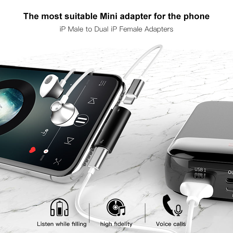 Baseus L46 Audio iPhone Male Dual Female Adapter