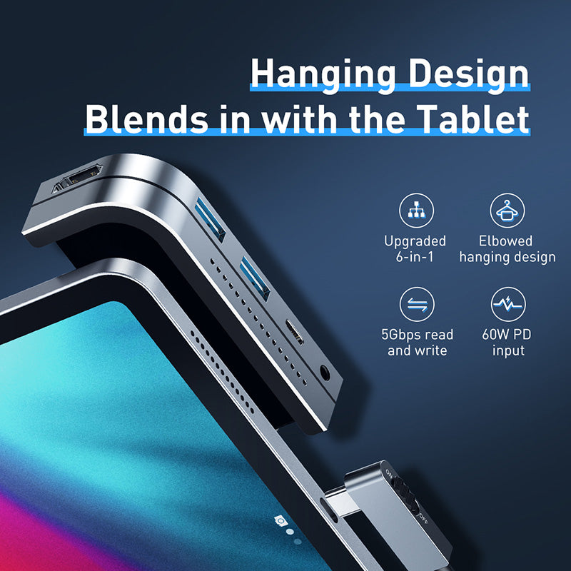 Baseus Bend Angle No.7 Multifunctional Type-C HUB Converter(Upgrade) Space Gray