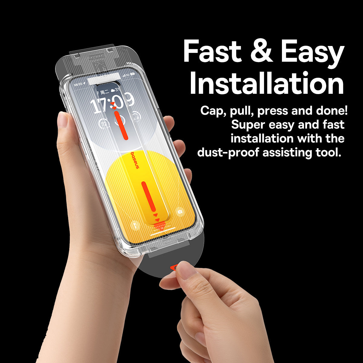 Baseus iPhone 15 Pro Max Screen Protector Schott Series Tempered Glass, (Built-in Dust Filter) (Pack of 1, with dust-proof installation tool and cleaning kit)