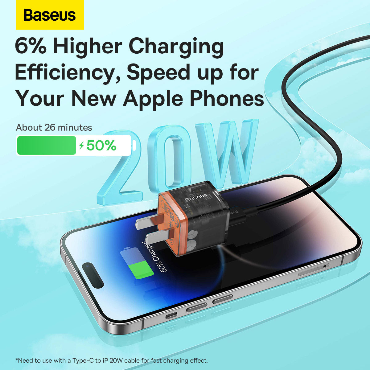 Baseus GaN5 Fast Charger Mini 1C 20W CN Amber Orange