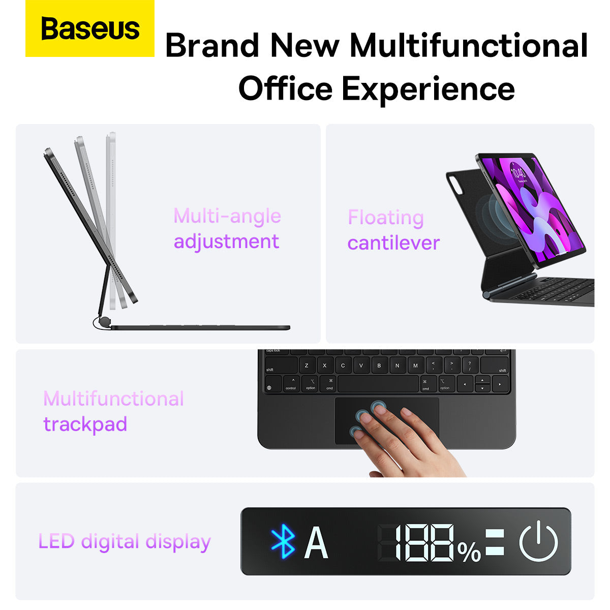 Baseus Brilliance Original Keyboard Case Pro (with Digital Display) For IPad Pro 12.9-inch(2018/2020/2021/2022)Gray