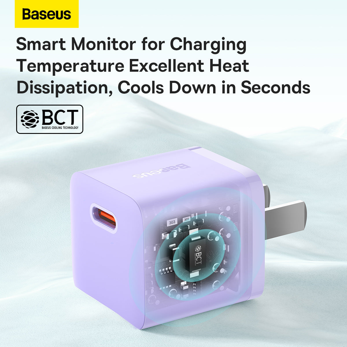 Baseus GaN5 Fast Charger 1C 20W CN Set Mini Purple With Type C To iPhone Cable