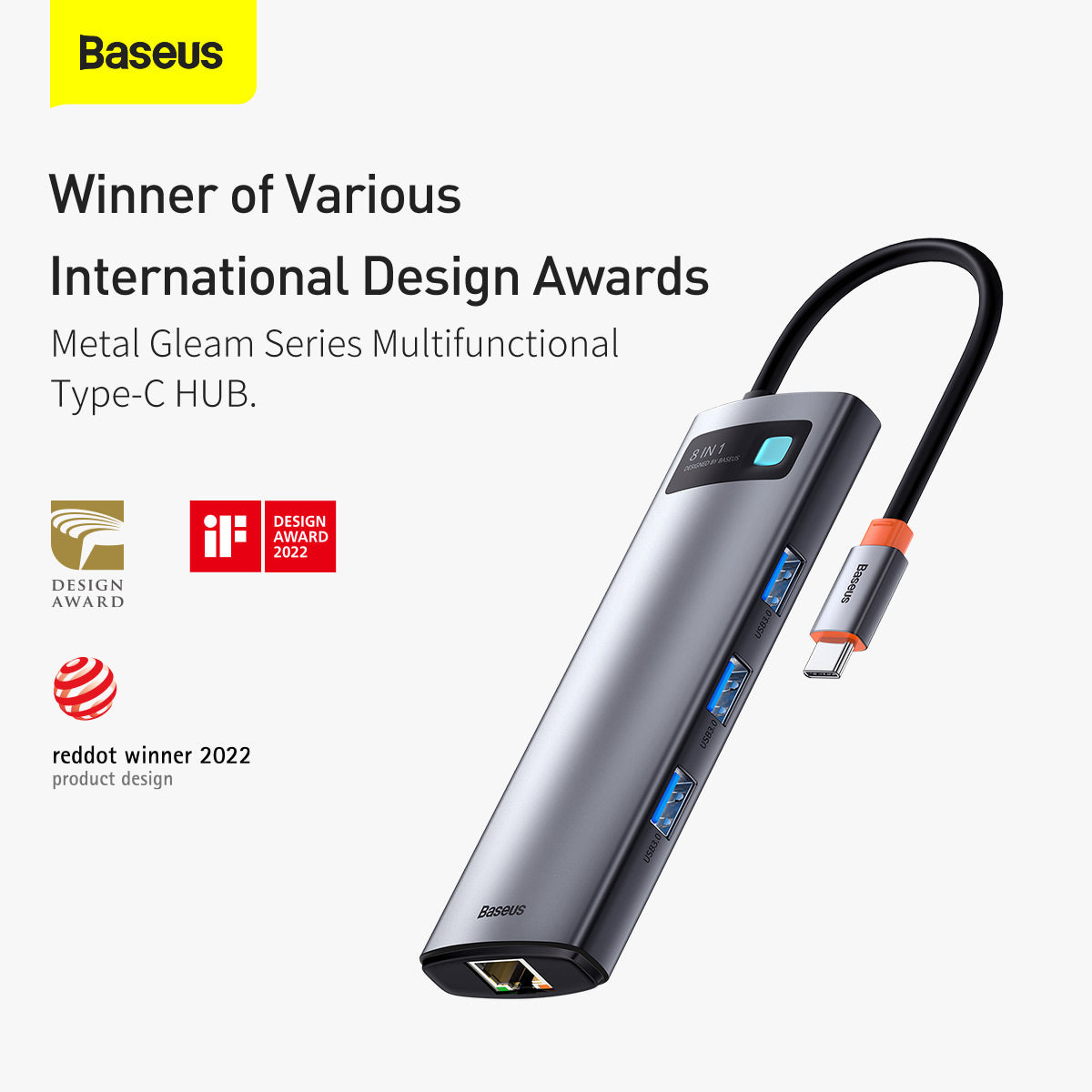Baseus Metal Gleam Series 8 in 1 Type-C Multifunctional Hub