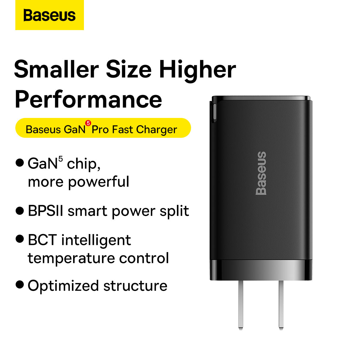 Baseus GaN5 Pro Fast Charger 2C+U 65W CN Wall Charger