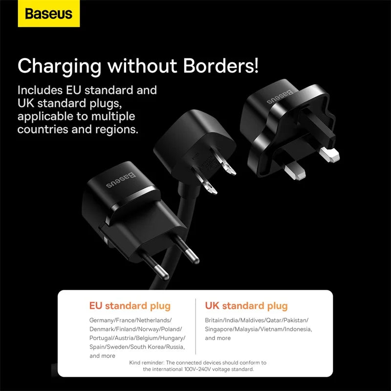 Baseus PowerCombo mini PowerStrip 1AC with 1.0m power cord US Black (Including EU and UK plug adapters)