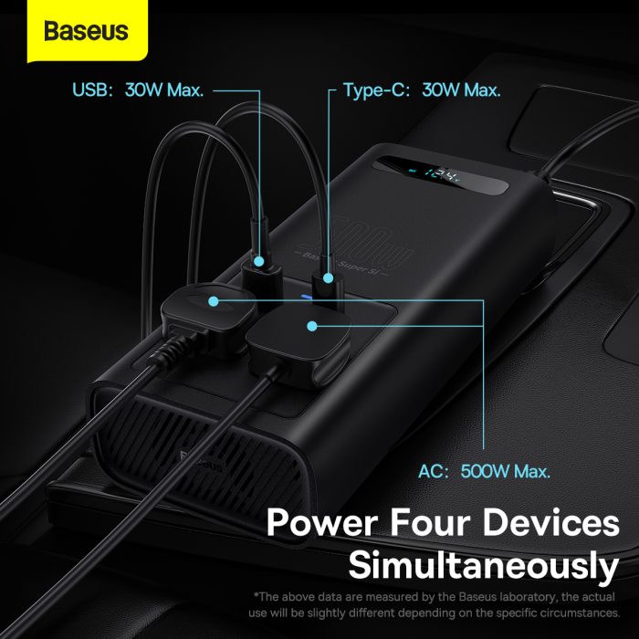 Baseus Super Si Power Inverter 500W (220V CN/EU ) Black