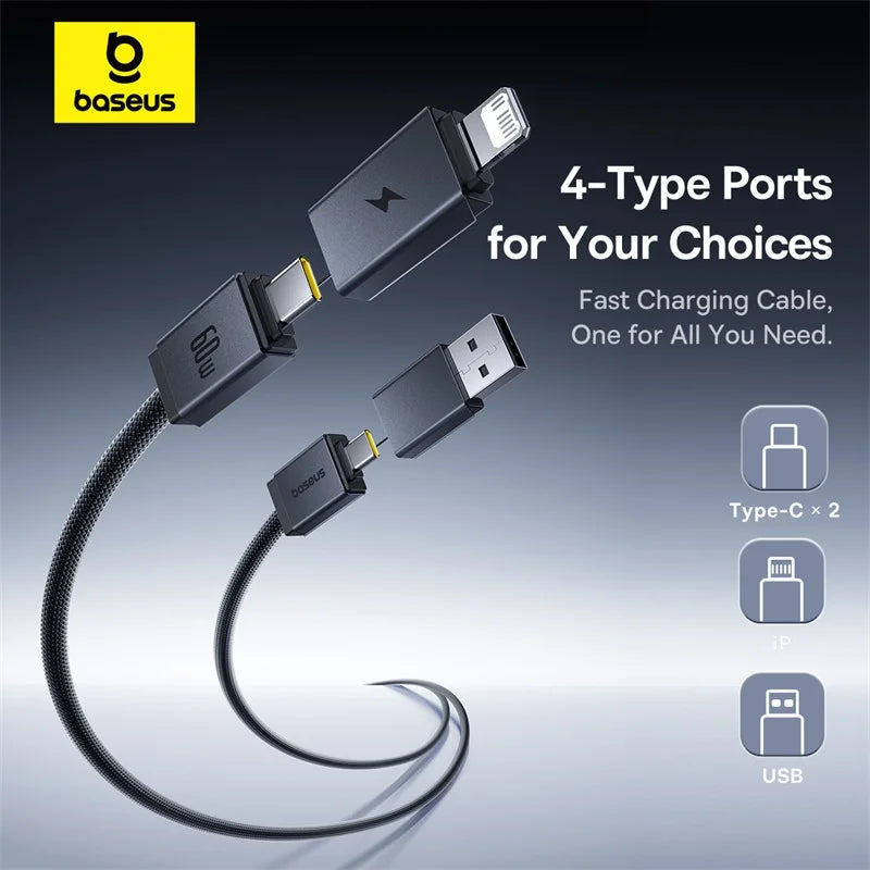 Baseus Versatile Two-for-Two Fast Charging Cable U+C to C+L 60W