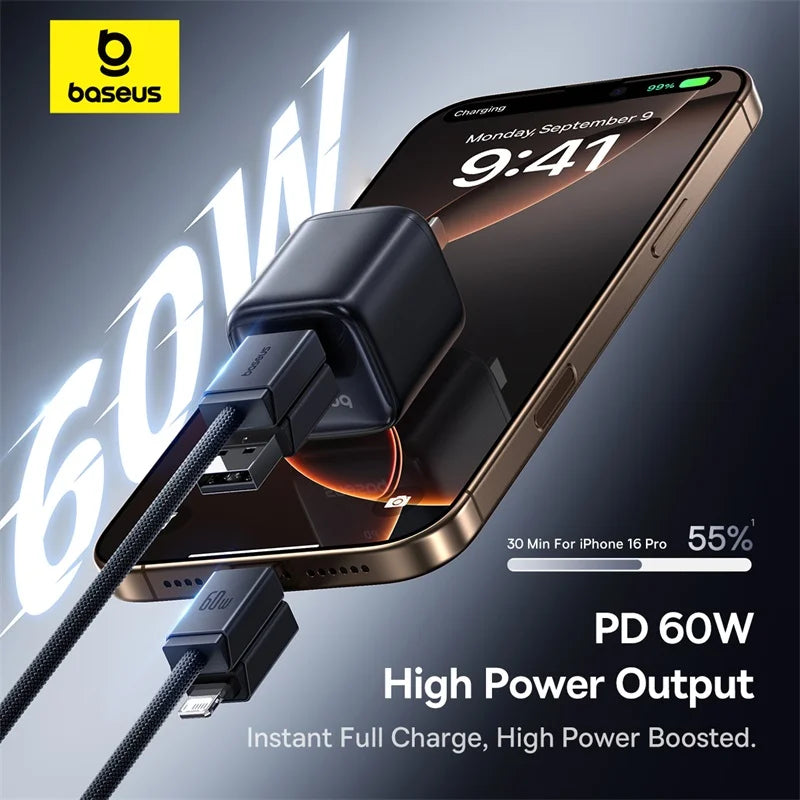 Baseus Versatile Two-for-Two Fast Charging Cable U+C to C+L 60W