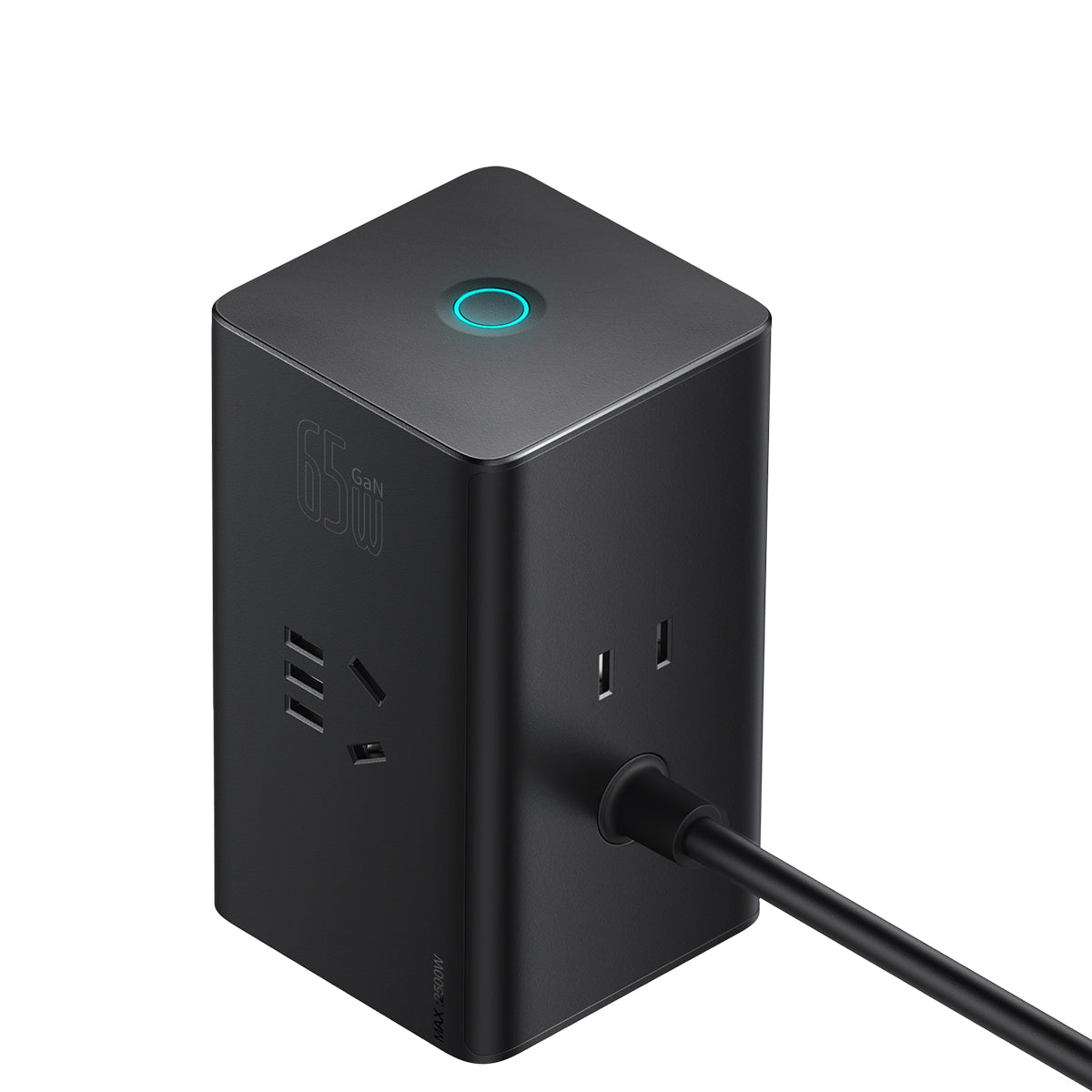 Baseus PowerCombo Digital Power Strip 3AC + USB + Type C+ Retractable-C 65W With 1.5m Power Cord CN Black