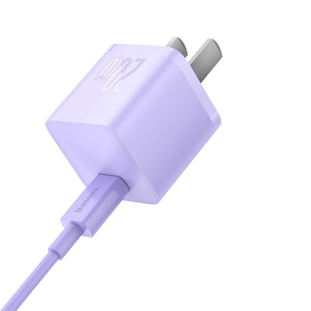 Baseus GaN5 Fast Charger 1C 20W CN Set Mini Purple With Type C To iPhone Cable