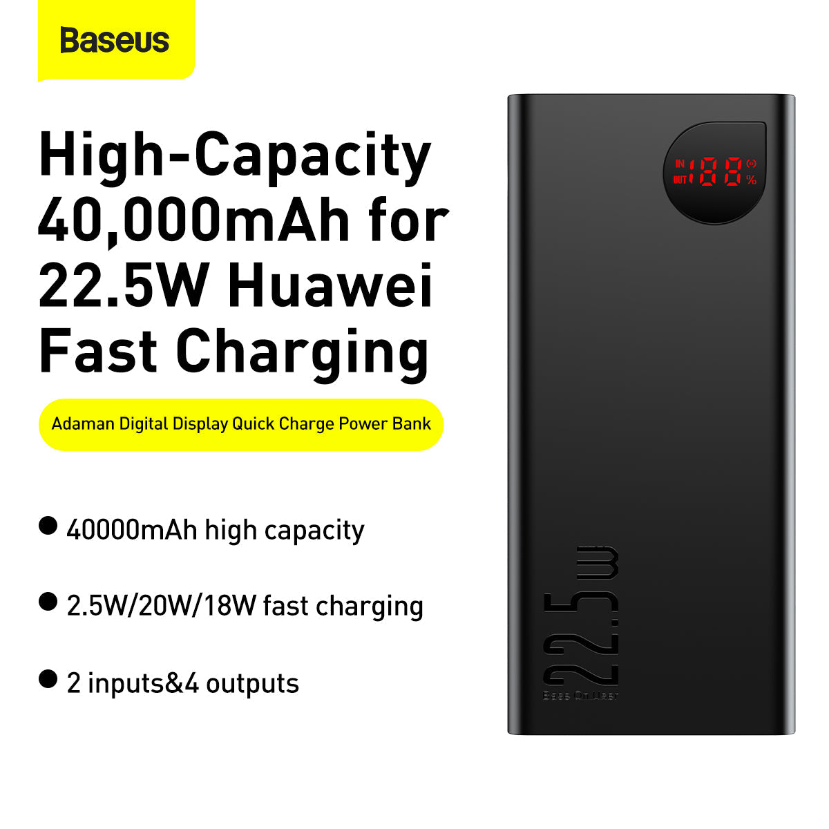 Baseus Adaman Metal Body Digital Display Quick Charge Power Bank 40000mAh 22.5W