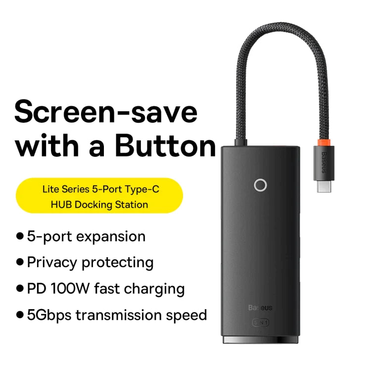 Baseus Docking Station Lite Series 5 in 1 Type C Port