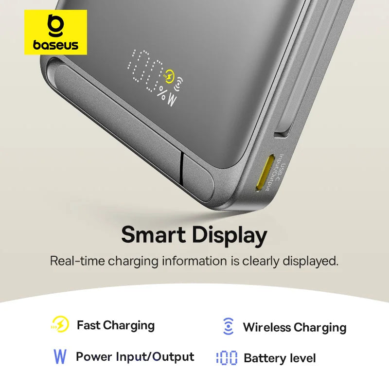 Baseus Nomos Qi2 3-in-1 Magnetic Power Bank 10000mAh 45W