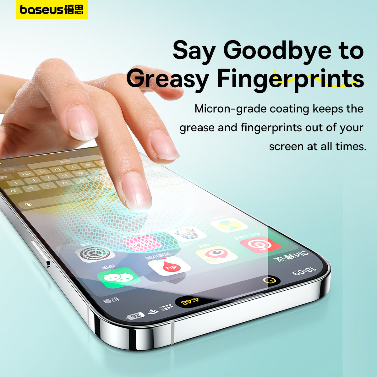 Baseus iPhone 15 Pro Max Tempered Glass Screen Protector Sapphire Series (with Built-in Dust Filter) (Pack of 1, with cleaning kit and dust-proof installation tool)