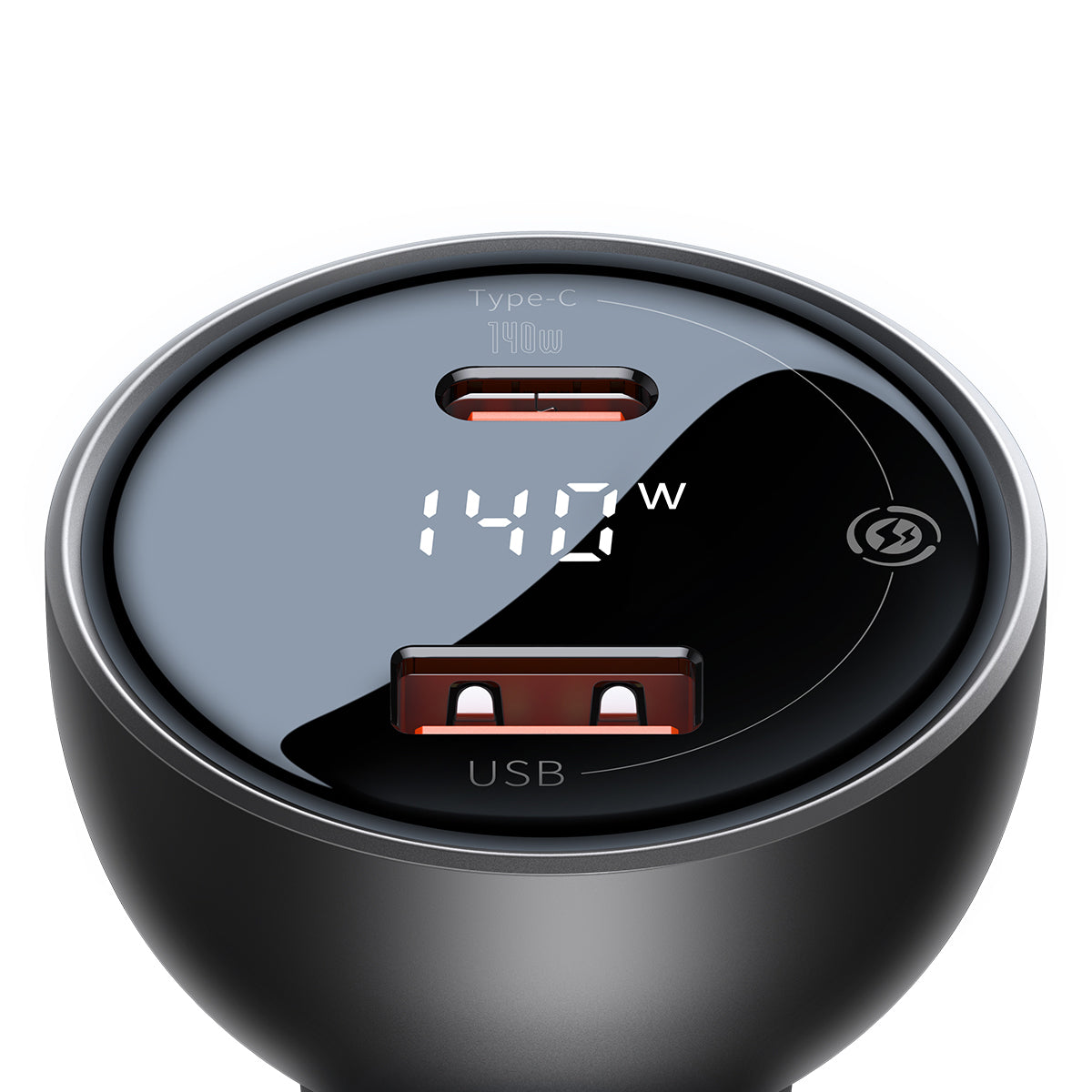 Baseus Digital Display PD3.1 Dual Fast Charger Car Charger U+C 140W Set Obsidian Black With C To C 240W 1m Black