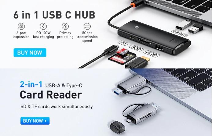 Baseus Hub Lite 6 Port Type C HUB Docking Station