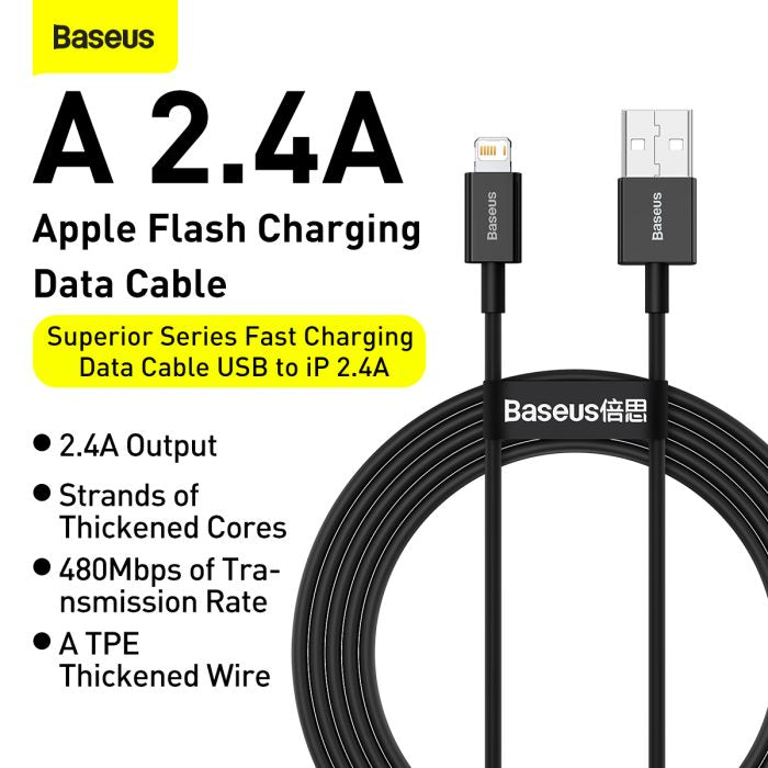 Baseus Superior Series Fast Charging Data Cable USB to iP 2.4A