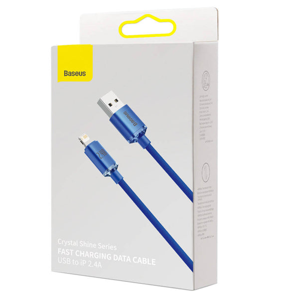 Baseus Crystal Shine Series Data Cable Fast Charging USB to iPhone 2.4A 1.2m Sky Blue