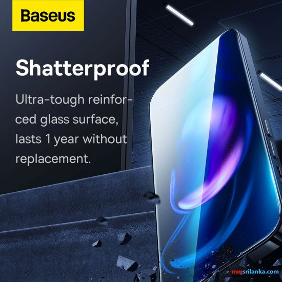 Baseus 0.4mm Corning HD Tempered Glass Screen Protector (with Built-in Dust Filter) for IP 14 Pro Max Clear