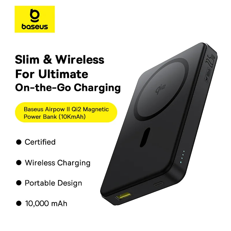 Baseus Airpow Ⅱ Qi2 Magnetic Power Bank 10000mAh 22.5W