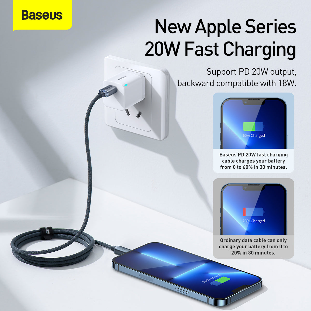 BASEUS Crystal Shine Series 20W 1.2m Fast Charging Type-C to iP Data Cable