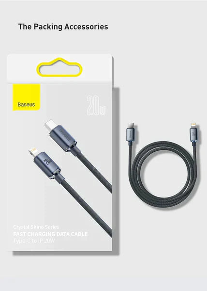 BASEUS Crystal Shine Series 20W 1.2m Fast Charging Type-C to iP Data Cable