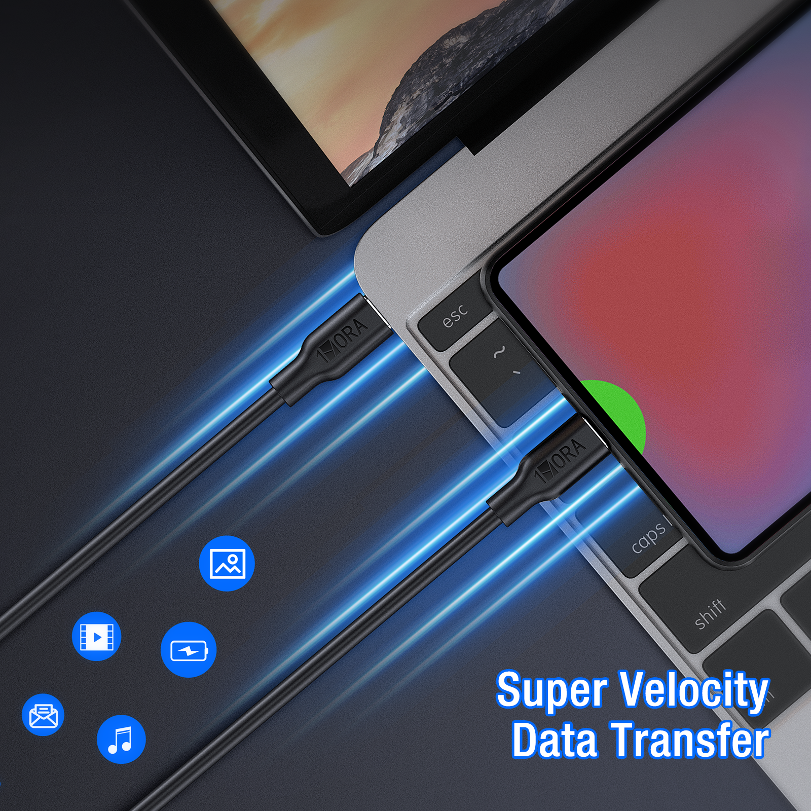 1HORA V8 Series /TYPE C to C 3A Cable1m Black (CAB252N-300)