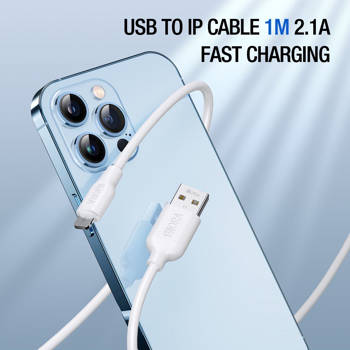 1HORA V8 Series /TYPE C to IP 3A Cable1m White (CAB258)