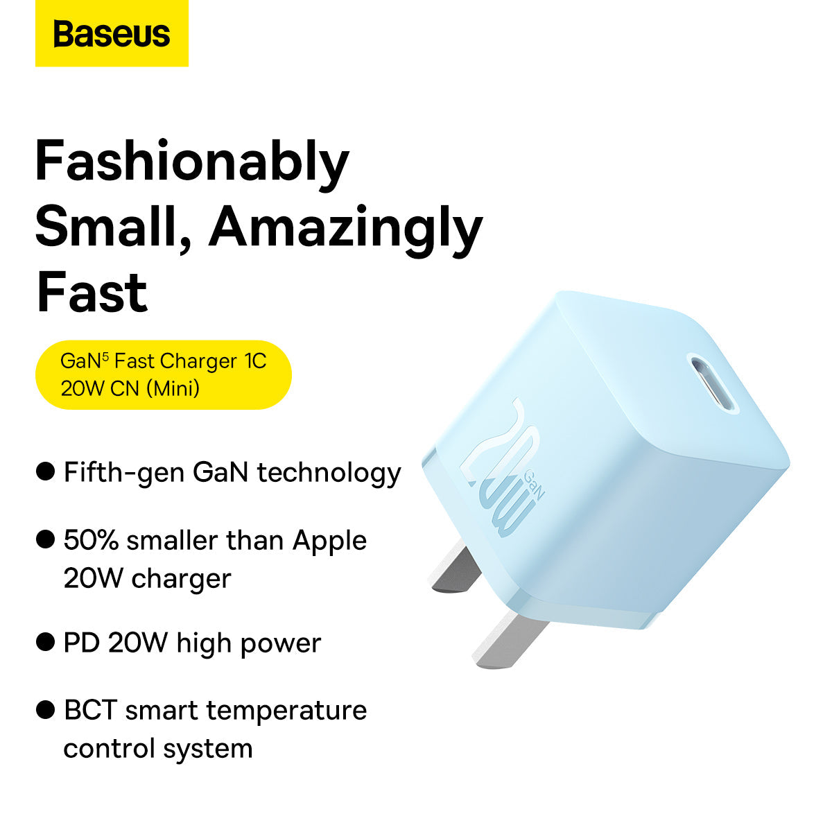 Baseus GaN5 Fast Charger Type C 20W CN Mini Sierra Blue