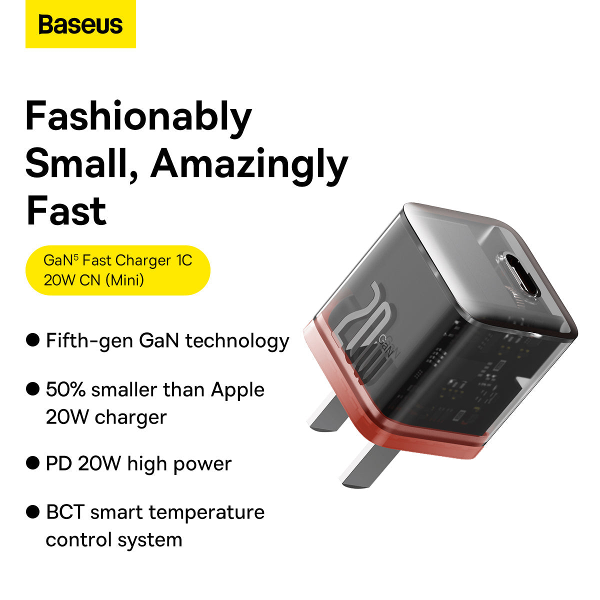 Baseus GaN5 Fast Charger Mini 1C 20W CN Amber Orange