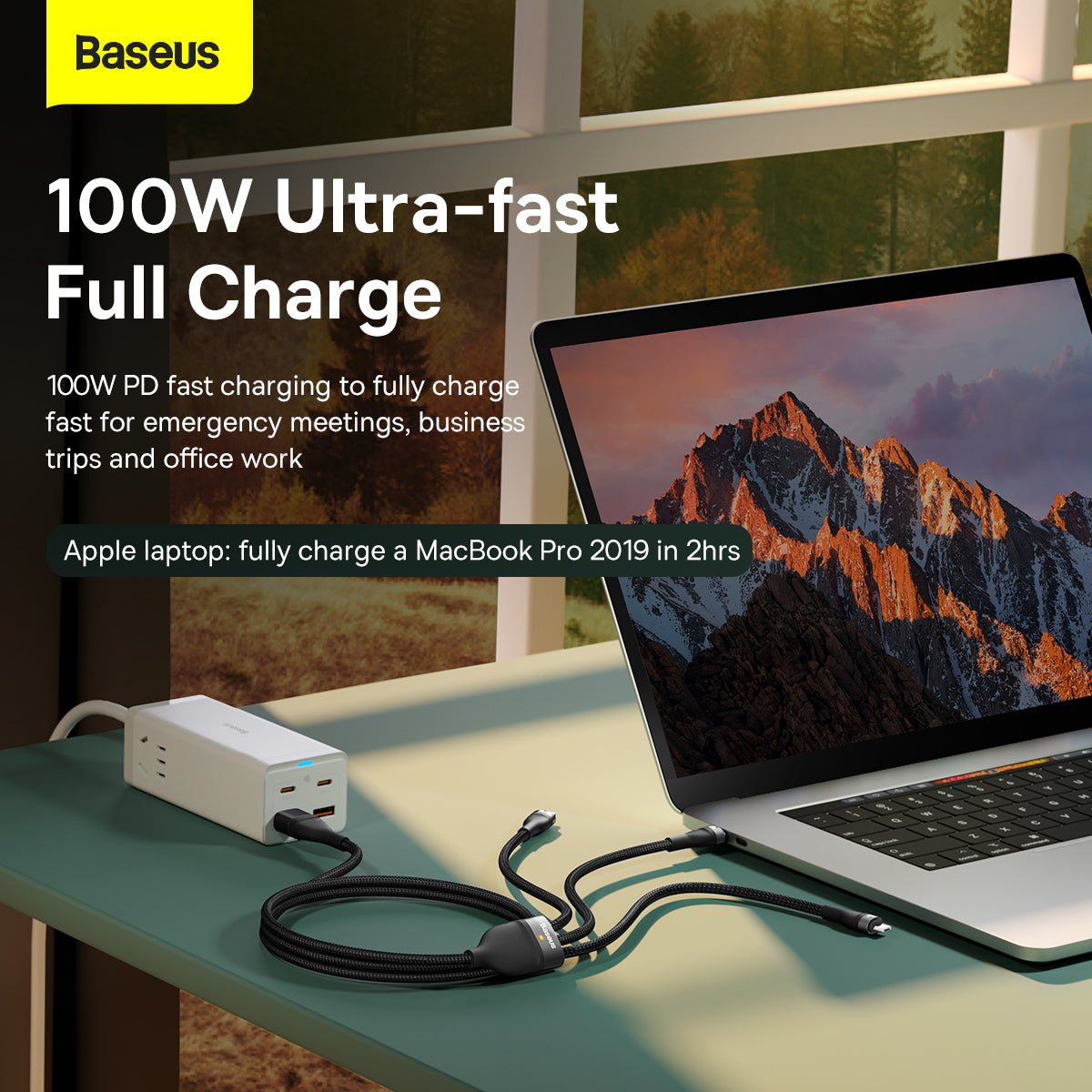 Baseus Flash Series Ⅱ Two for three Charging Cable U+C to M+L+C 100W Black