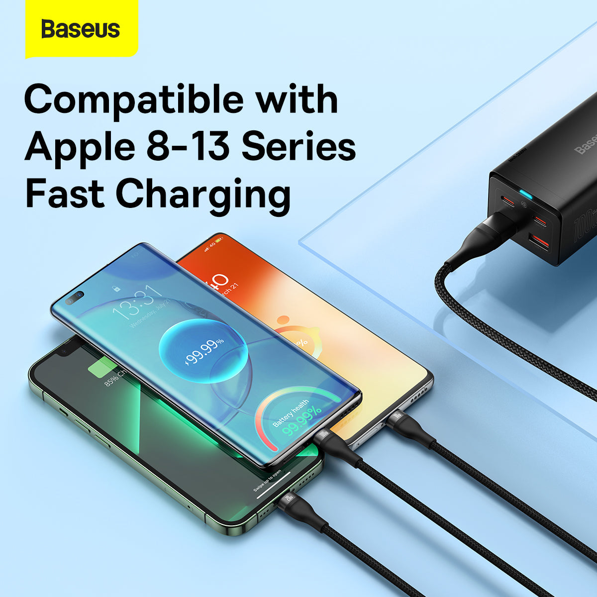 Baseus Flash Series Ⅱ Two for three Charging Cable U+C to M+L+C 100W Black