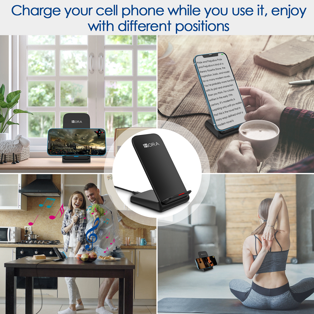 1HORA Stand Dual core Wireless Charger Black (GAR157)